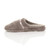 Left side view of Taupe Flat Fleece Fluffy Mules Slippers
