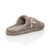 Back right side view of Taupe Flat Fleece Fluffy Mules Slippers