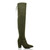 Front right side view of Khaki Suede High Block Heel Lace Up Over The Knee Boots
