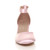 Front view of Baby Pink Satin Mid Block Heel Ankle Strap Sandals Court Shoes
