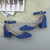 Cobalt Blue Suede Mid Block Heel Ankle Strap Sandals Court Shoes