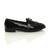 Right side view of Black Patent Flat Low Heel Fringed Loafers Casual Smart Shoes Right side view of Black Patent Flat Low Heel Fringed Loafers Casual Smart Shoes