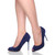 Model wearing Cobalt Blue Suede High Heel Stiletto Peep Toe Court Shoes Sandals Model wearing Cobalt Blue Suede High Heel Stiletto Peep Toe Court Shoes Sandals