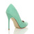 Back right side view of Mint Suede High Heel Stiletto Peep Toe Court Shoes Sandals