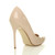 Back right side view of Nude Patent High Heel Stiletto Peep Toe Court Shoes Sandals