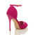 Back right side view of Fuchsia Pink Suede High Heel Ankle Strap Stiletto Peep Toe Shoes Sandals