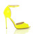 Right side view of Neon Yellow Patent High Heel Ankle Strap Stiletto Peep Toe Shoes Sandals