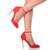 Model wearing Red Suede High Heel Ankle Strap Stiletto Peep Toe Shoes Sandals