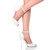 Model wearing White Patent High Heel Ankle Strap Stiletto Peep Toe Shoes Sandals