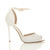 Right side view of White PU High Heel Ankle Strap Stiletto Peep Toe Shoes Sandals