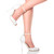 Model wearing White PU High Heel Ankle Strap Stiletto Peep Toe Shoes Sandals