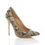 Front right side view of Beige Snake PU High Heel Pointed Court Shoes Front right side view of Beige Snake PU High Heel Pointed Court Shoes