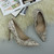 Closeup view of features of Beige Snake PU High Heel Pointed Court Shoes Closeup view of features of Beige Snake PU High Heel Pointed Court Shoes