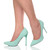 Model wearing Mint Suede High Heel Pointed Court Shoes Model wearing Mint Suede High Heel Pointed Court Shoes
