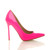 Right side view of Neon Fuchsia Patent High Heel Pointed Court Shoes Right side view of Neon Fuchsia Patent High Heel Pointed Court Shoes