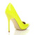 Back right side view of Neon Yellow Patent High Heel Pointed Court Shoes Back right side view of Neon Yellow Patent High Heel Pointed Court Shoes