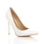 Front right side view of White Patent High Heel Pointed Court Shoes Front right side view of White Patent High Heel Pointed Court Shoes