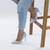 Model wearing Pale Blue Suede High Heel Pointed Court Shoes Model wearing Pale Blue Suede High Heel Pointed Court Shoes