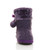 Front view of Purple Glitter Knit Fur Lined Winter Ankle Boots Slippers Booties