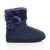 Right side view of Navy Glitter Knit Fur Lined Winter Ankle Boots Slippers Booties