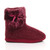 Right side view of Burgundy Glitter Knit Fur Lined Winter Ankle Boots Slippers Booties
