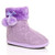 Front right side view of Lilac Glitter Knit Fur Lined Winter Ankle Boots Slippers Booties