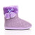 Right side view of Lilac Glitter Knit Fur Lined Winter Ankle Boots Slippers Booties