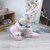 Model wearing Pink Fairisle Knit Fur Lined Winter Ankle Boots Slippers Booties
