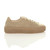 Right side view of Beige Suede Platform Flatform Creepers Trainers