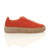 Right side view of Orange Suede Platform Flatform Creepers Trainers