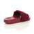 Back right side view of Burgundy Fur Flat Faux Fur Sandals Sliders