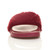 Front view of Burgundy Fur Flat Faux Fur Sandals Sliders