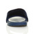 Front view of Navy Fur Flat Faux Fur Sandals Sliders