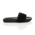 Right side view of Black Fur Flat Faux Fur Sandals Sliders