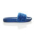 Right side view of Blue Fur Flat Faux Fur Sandals Sliders