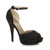 Front right side view of Black / Black Satin High Heel Ankle Strap Diamante Gem Platform Sandals