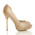 Right side view of Gold Glitter High Heel d'Orsay Platform Peep Toe Court Shoes