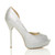 Right side view of Silver Glitter High Heel d'Orsay Platform Peep Toe Court Shoes Right side view of Silver Glitter High Heel d'Orsay Platform Peep Toe Court Shoes