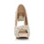 Front view of Champagne Satin High Heel Wedge Diamante Gem Peep Toe Shoes