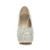 Front view of White Satin High Heel Diamante Gems Platform Court Shoes
