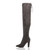Left side view of Grey Suede High Block Heel Lace Up Corset Back Over The Knee Boots