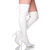 Model wearing White PU High Heel Stretch Lace Up Back Pointed Over The Knee Boots