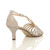 Back right side view of Beige Mid Heel Diamante T-Bar Strappy Sandals