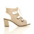 Right side view of Nude PU Mid Heel Ghillie Peep Toe Ankle Boots Sandals