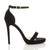 Right side view of Black Suede High Heel Ankle Strap Barely There Sandals