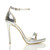 Right side view of Silver PU High Heel Ankle Strap Barely There Sandals