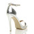 Back right side view of Silver PU High Heel Ankle Strap Barely There Sandals