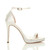 Right side view of White Satin High Heel Ankle Strap Barely There Sandals