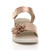Front view of Rose Gold Metallic PU Low Heel Wedge Flower Comfort Sandals