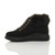 Left side view of Black Suede Mid Heel Wedge Fur Cuff Low Top Trainers